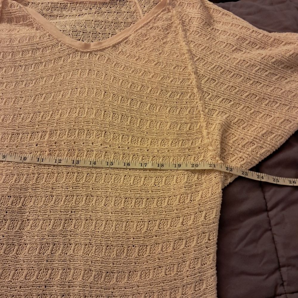 Free People Sweater Tunic Women's Small S Yellow Open Knit Oversized Boho Loose - Picture 8 of 10